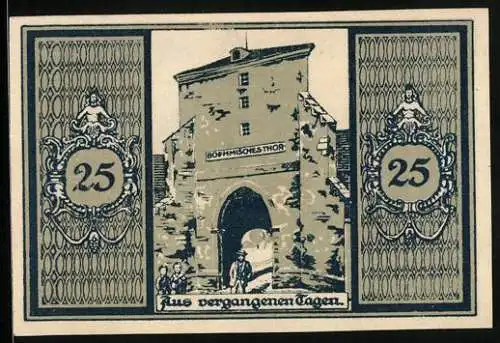 Notgeld Glatz, 25 Pfennig, Böhmisches Tor, Stadtwappen