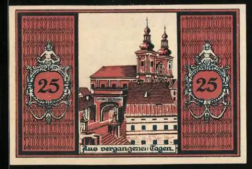 Notgeld Glatz, 25 Pfennig, Blick zur Kirche, Stadtwappen