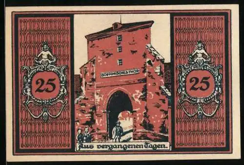 Notgeld Glatz, 25 Pfennig, Böhmisches Tor, Stadtwappen