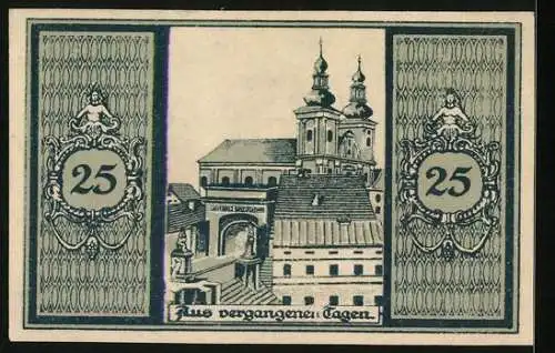 Notgeld Glatz, 25 Pfennig, Blick zur Kirche, Stadtwappen