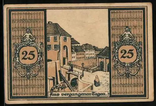 Notgeld Glatz, 25 Pfennig, Ortspartie, Stadtwappen