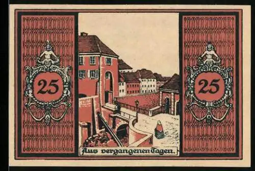 Notgeld Glatz, 25 Pfennig, Ortspartie, Stadtwappen