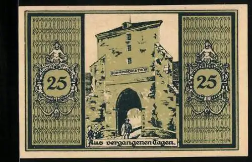 Notgeld Glatz, 25 Pfennig, Böhmisches Tor, Stadtwappen