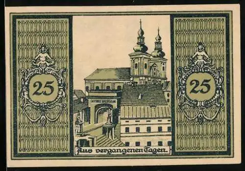 Notgeld Glatz, 25 Pfennig, Blick zur Kirche, Stadtwappen