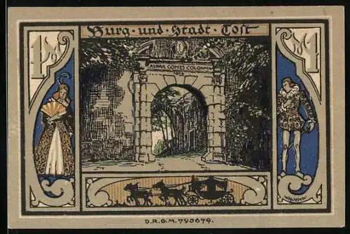 Notgeld Gleiwitz, 1 Mark, Burg und Altes Steintor