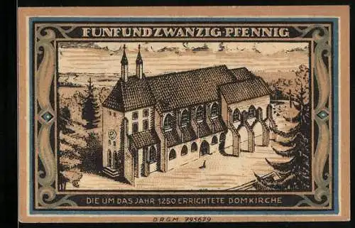 Notgeld Glogau /Schlesien, 25 Pfennig, Herzog Konrad II. und die Domkirche