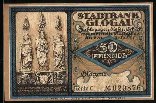 Notgeld Glogau /Schlesien, 50 Pfennig, Die alte Franziskaner Kloster Kirche