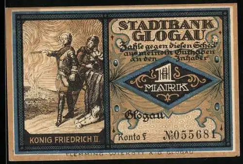 Notgeld Glogau /Schlesien, 1 Mark, Die Erstürming von Glogau durch die Preussen