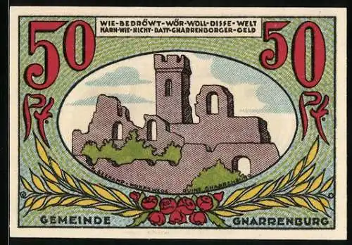 Notgeld Gnarrenburg, 50 Pfennig, Festungsruine