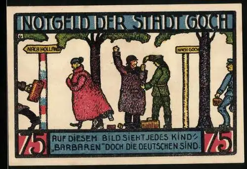Notgeld Goch 1922, 75 Pfennig, Haus Zu den Fünf Ringen