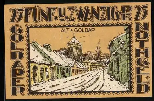 Notgeld Goldap /Ostpr. 1921, 25 Pfennig, Altstadt im Schnee