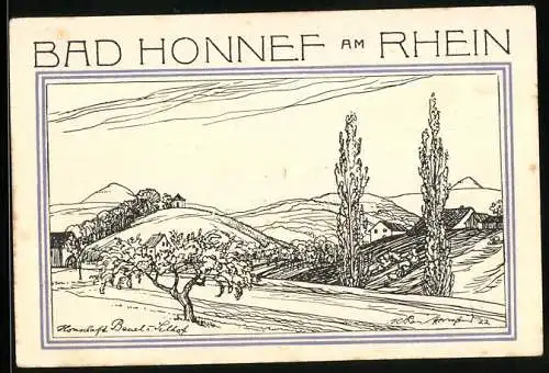 Notgeld Bad Honnef am Rhein 1921, 50 Pfennig, Umgebung des Ortes, Wappen