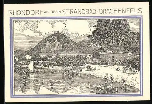 Notgeld Rhöndorf am Rhein 1921, 50 Pfennig, Strandbad Drachenfels