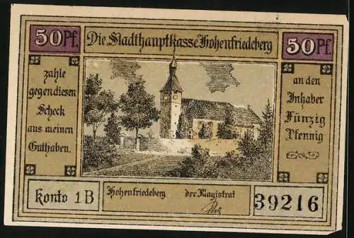 Notgeld Hohenfriedeberg, 50 Pfennig, Preussische Armee, Kirche