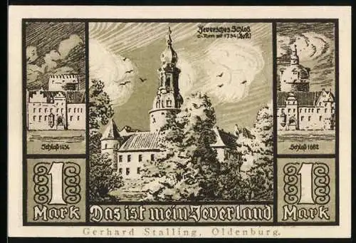 Notgeld Jever, 1 Mark, Jeversches Schloss und Wappen