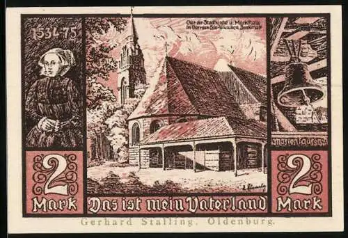 Notgeld Jever, 2 Mark, Chor der Stadtkirche und Markthalle