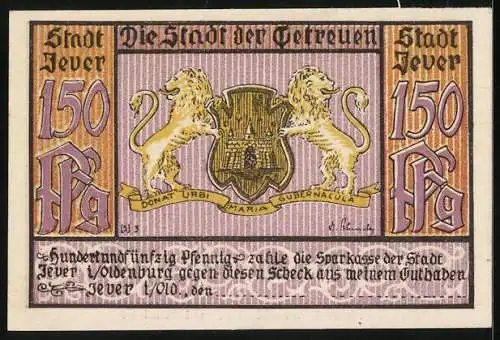 Notgeld Jever, 150 Pfennig, Partie am Rathaus