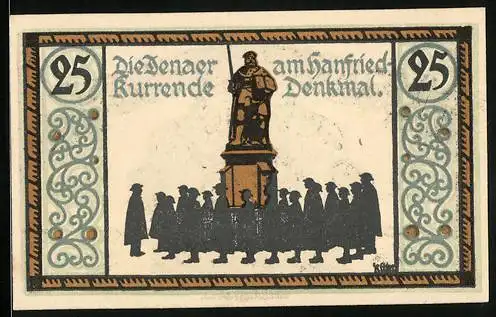 Notgeld Jena 1921, 25 Pfennig, Jenaer am Hanfried-Kurrende Denkmal