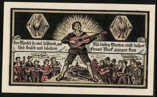 Notgeld Kahla 1921, 50 Pfennig, Sänger mit Gitarre