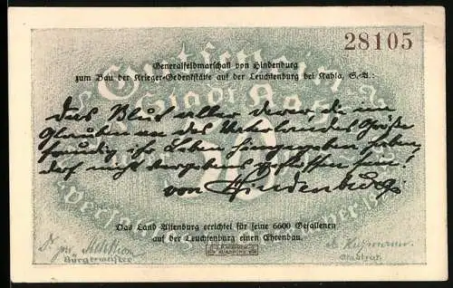 Notgeld Kahla 1921, 50 Pfennig, Fliegeraufnahme der Leuchtenburg