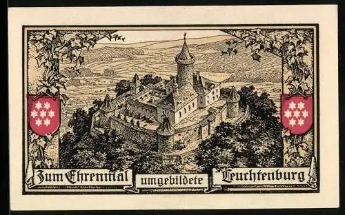 Notgeld Kahla 1921, 50 Pfennig, Blick auf die Leuchtenburg