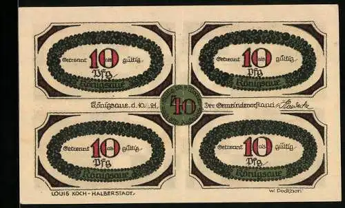 Notgeld Königsaue 1921, 40 Pfennig, Ein Schachbrett, teilbar