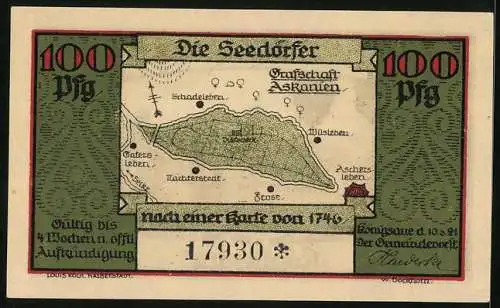 Notgeld Königsaue 1921, 100 Pfennig, Der Alte Fritz weisst Siedlungsgelände zu