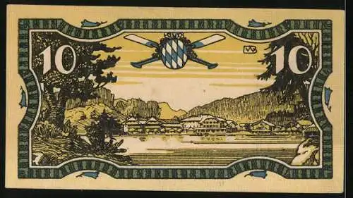 Notgeld Königssee 1921, 10 Pfennig, Ortsansicht übers Wasser