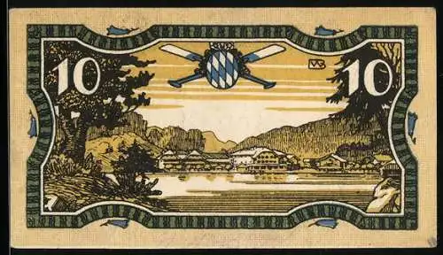 Notgeld Königssee 1921, 10 Pfennig, Die Ortschaft am Wasser