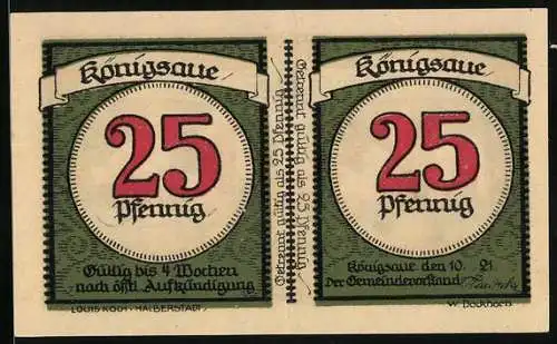 Notgeld Königsaue 1921, 50 Pfennig, Kinder auf der Wiese, teilbarer Schein