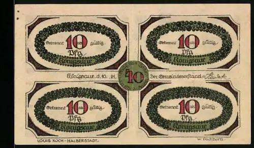 Notgeld Königsaue 1921, 40 Pfennig, Ein teilbares Schachbrett