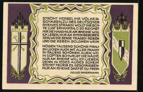 Notgeld Königswinter 1921, 50 Pfennig, Petersberg mit dem Kurhotel