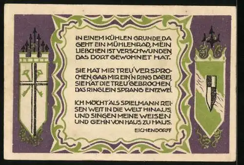 Notgeld Königswinter 1921, 50 Pfennig, Die Mühle im kühlen Grunde