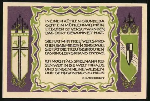 Notgeld Königswinter 1921, 50 Pfennig, Die Mühle im kühlen Grunde