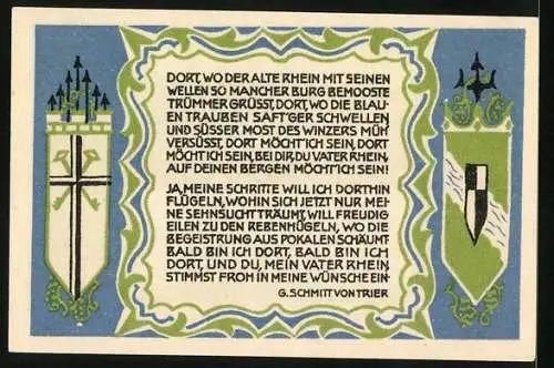 Notgeld Königswinter 1921, 50 Pfennig, Drachenfels und Nonnenwerth