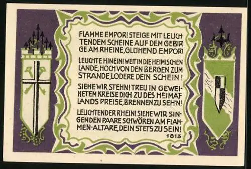 Notgeld Königswinter 1921, 50 Pfennig, Partie am Denkmal der Volkserhebung 1813