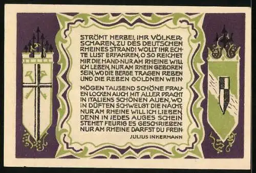 Notgeld Koenigswinter 1921, 50 Pfennig, Der Petersberg mit dem Kurhotel