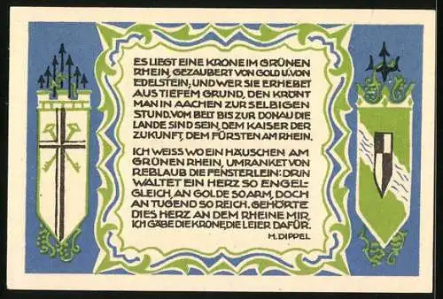 Notgeld Koenigswinter 1921, 50 Pfennig, Das Geburtshaus des Malers Prof. Ittenbach