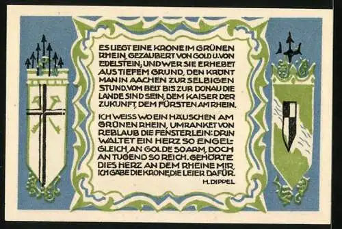 Notgeld Koenigswinter 1921, 50 Pfennig, Das Geburtshaus von dem Maler Prof. Ittenbach