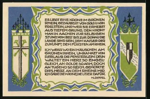 Notgeld Koenigswinter 1921, 50 Pfennig, Geburtshaus des Malers Prof. Ittenbach