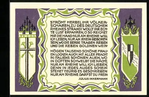 Notgeld Koenigswinter 1921, 50 Pfennig, Das Kurhotel auf d. Petersberg
