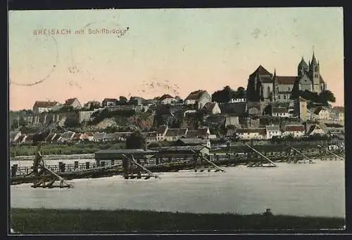 AK Breisach, Ortsansicht mit Schiffbrücke