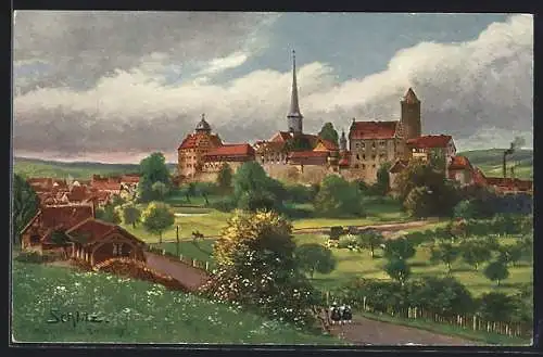 AK Schlitz / Hessen, Gesamtansicht mit Kirche