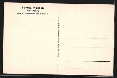 Künstler-AK Schlitz / Hessen, Blick zur Hinterburg