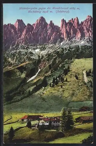 AK Zell am See, Mitterbergalm gegen die Mandelwand und Hochkönig