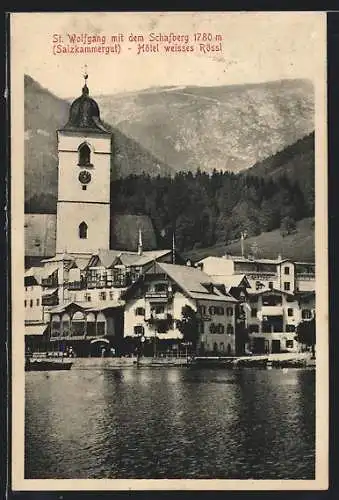 AK St. Wolfgang, Hotel wiesses Rössel mit Schafberg