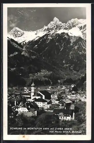 AK Schruns im Montafon, Ortsansicht mit Zimba