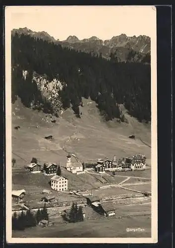 AK Gargellen, Ortsansicht aus der Vogelschau