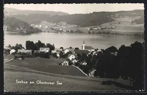 AK Seeham am Obertrumer See, Ortsansicht mit Kirche