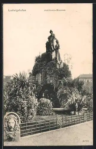 AK Ludwigshafen / Rhein, Partie am Jubiläums-Brunnen